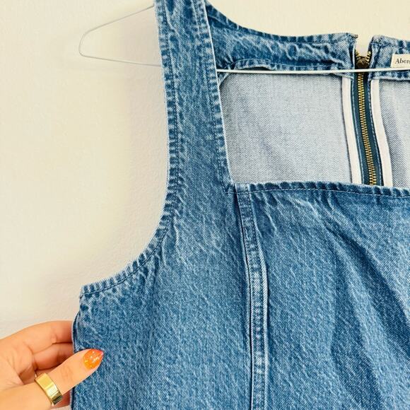 NEW ABERCROMBIE Medium Blue Wash Denim A-Line Mini Tank Top Jean Dress XL - Picture 13 of 16